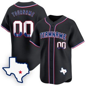 Black Royal Austin Texas Pattern Personalized Baseball Jersey