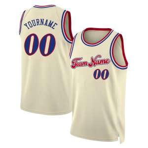 Cream Royal - Red Custom Throwback Basketball Jersey