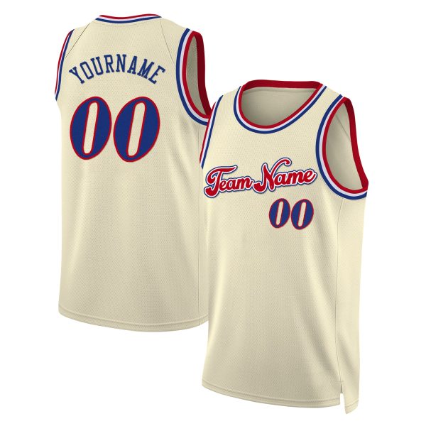 Cream Royal - Red Custom Throwback Basketball Jersey