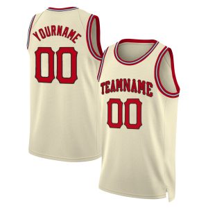 Cream Red - Black Custom Throwback Basketball Jersey