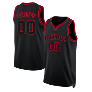 Black Black - Red Custom Throwback Basketball Jersey