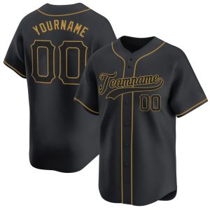 Black Black - Old Gold Personalized Baseball Jersey