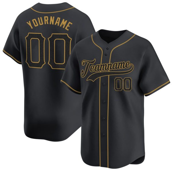 Black Black - Old Gold Personalized Baseball Jersey