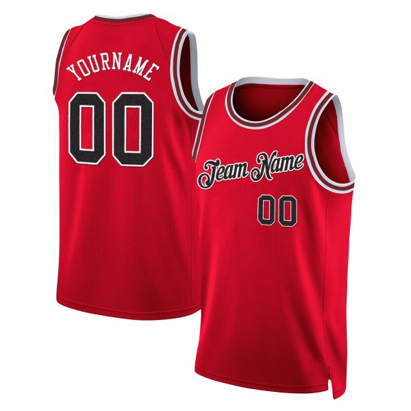 Red Black - Red Custom Throwback Basketball Jersey
