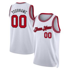 White Red - Black Custom Throwback Basketball Jersey