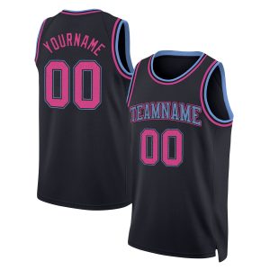 Black Light Blue - Pink Custom Throwback Basketball Jersey
