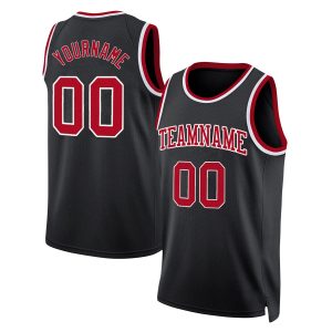 Black Red - White Custom Throwback Basketball Jersey