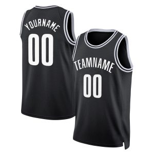 Black White Custom Throwback Basketball Jersey