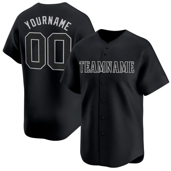 Black Gray Personalized Baseball Jersey