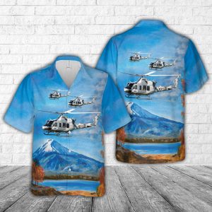 Mexican Air Force Bell 412EP Hawaiian Shirt for Men ? Military Helicopter & Tropical Design, Perfect for Aviation Enthusiasts