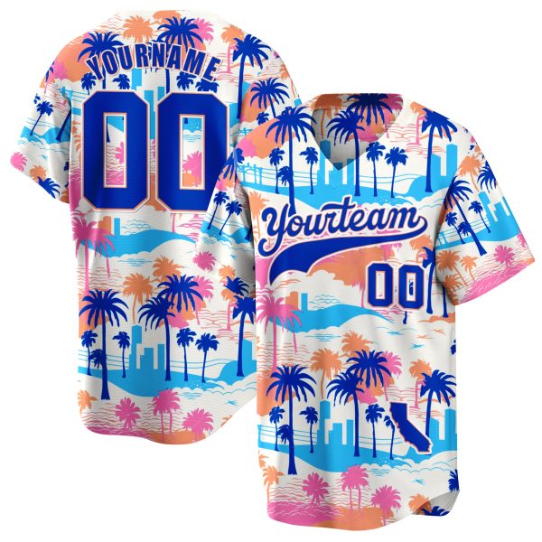 3D California Beach Palm Tree Pattern Personalized Baseball Jersey
