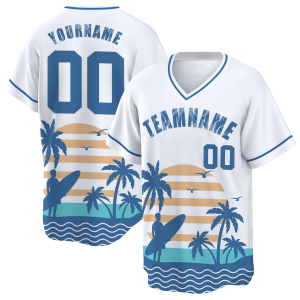 3D Surfing California Beach Pattern Personalized Baseball Jersey