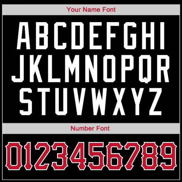 Black Red - White Round Neck RIb - Knit Personalized Basketball Jersey - Image 4