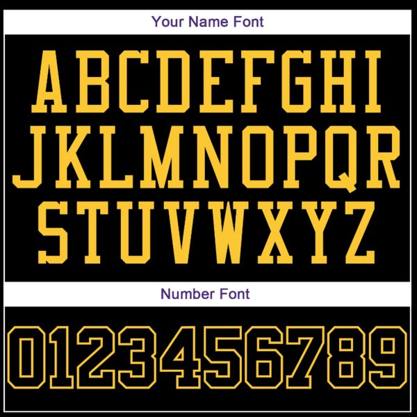 Black Black - Gold Round Neck Rib - Knit Personalized Basketball Jersey - Image 4