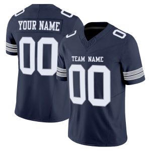 Navy White-Light Gray Authentic Personalized Football Jersey