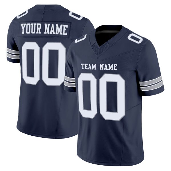 Navy White-Light Gray Authentic Personalized Football Jersey