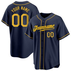 Navy Gold Authentic Personalized Baseball Jersey