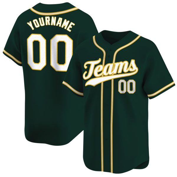 Green White - Gold Personalized Baseball Jersey