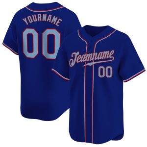 Royal Light Blue - Red Personalized Baseball Jersey