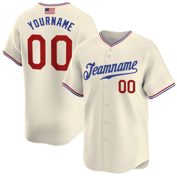 Cream Royal American Flag Fashion Personalized Baseball Jersey