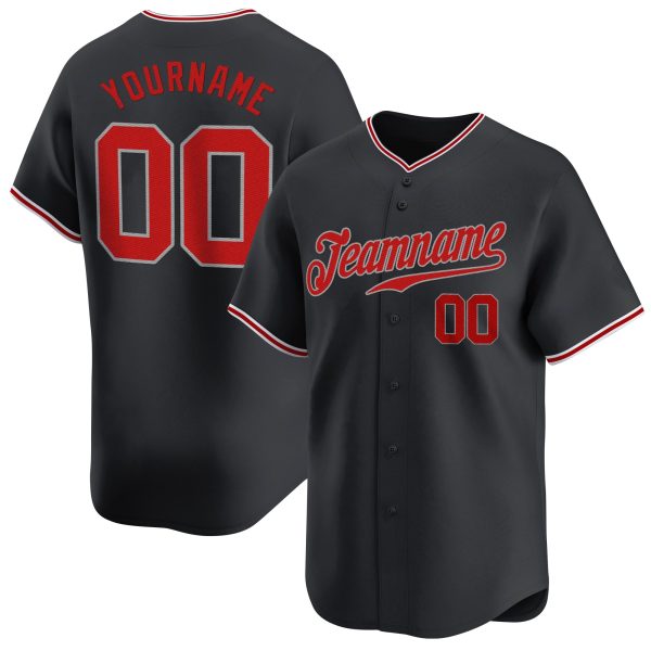 Black Red - Gray Personalized Baseball Jersey
