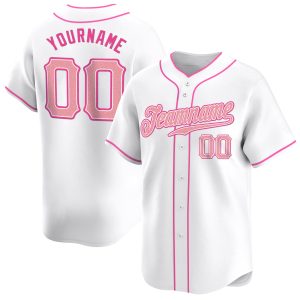 White Medium Pink - Pink Personalized Baseball Jersey