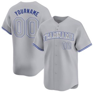 Gray Royal - Gray Personalized Baseball Jersey