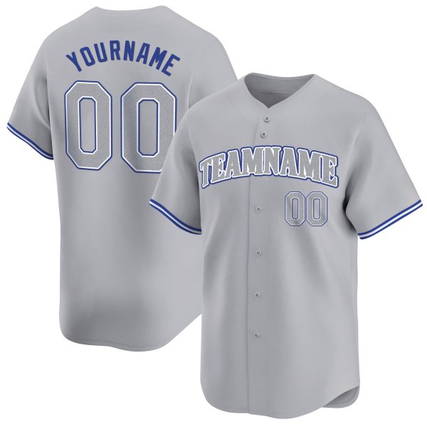 Gray Royal - Gray Personalized Baseball Jersey