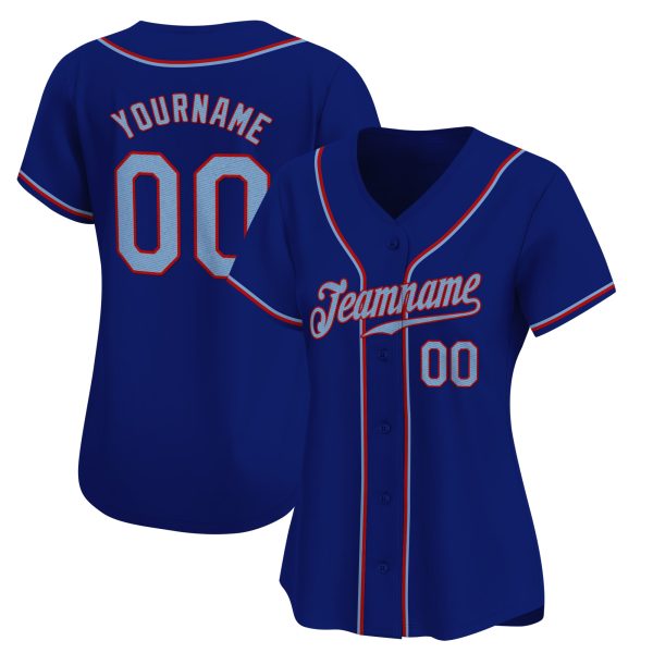 Royal Light Blue - Red Personalized Baseball Jersey - Image 2