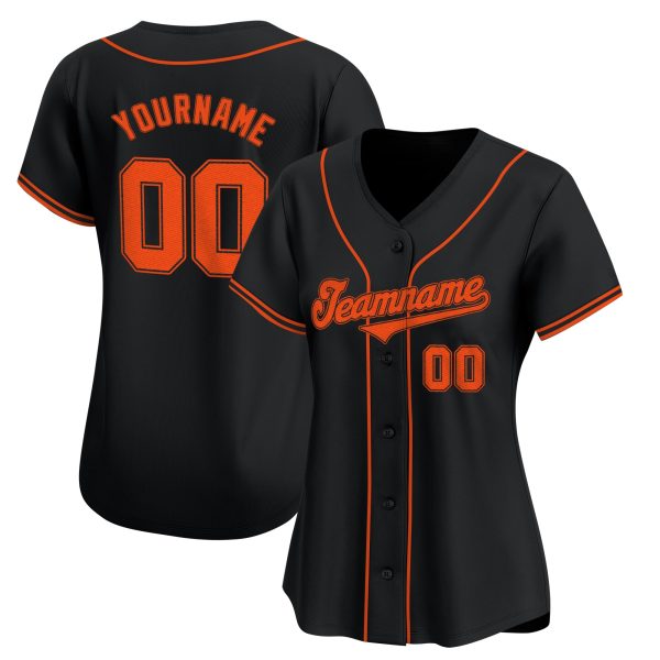 Black Orange - Black Personalized Baseball Jersey - Image 2