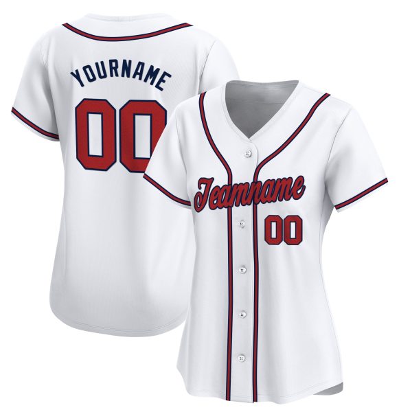 White Red - Navy Personalized Baseball Jersey - Image 2