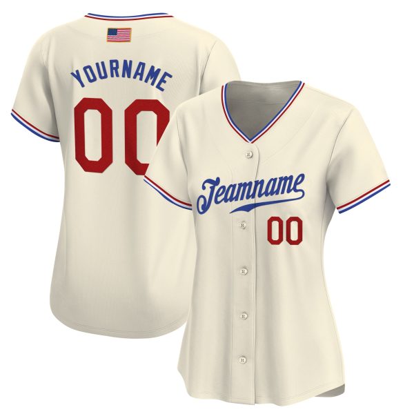 Cream Royal American Flag Fashion Personalized Baseball Jersey - Image 2