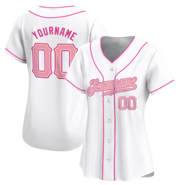 White Medium Pink - Pink Personalized Baseball Jersey - Image 2