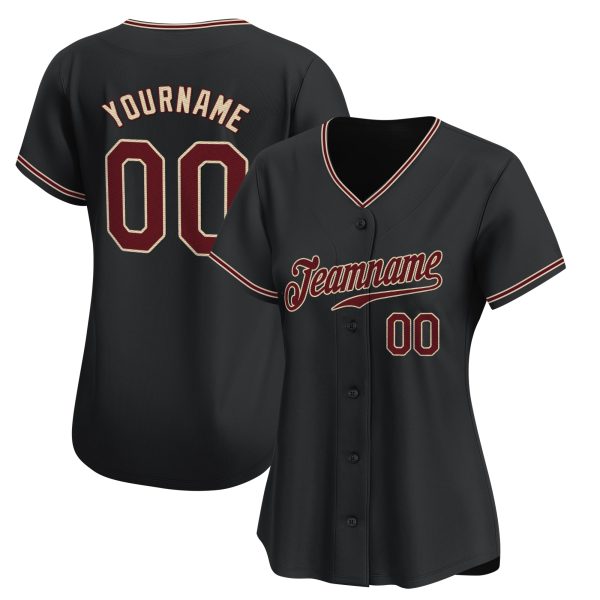 Black Crimson - City Cream Personalized Baseball Jersey - Image 2