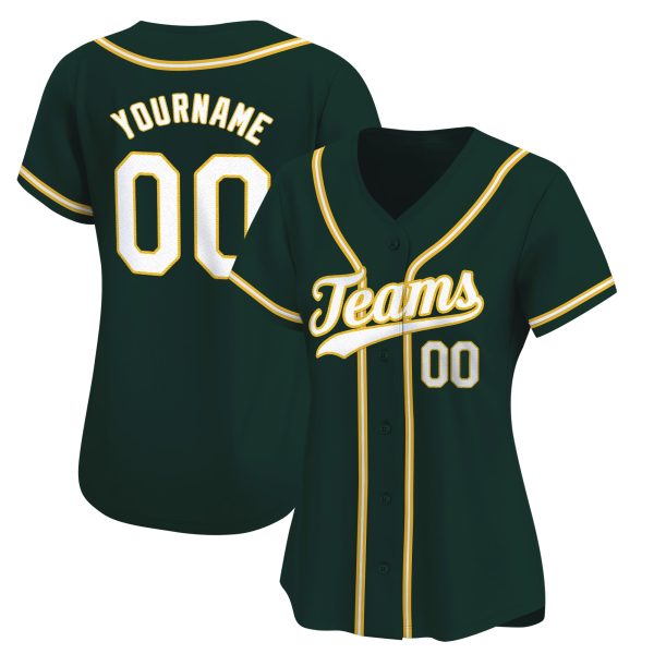 Green White - Gold Personalized Baseball Jersey - Image 2