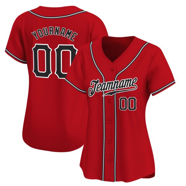 Red Black - White Personalized Baseball Jersey - Image 2