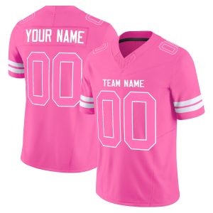 Pink Pink-White Authentic Personalized Football Jersey