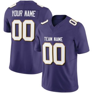 Purple White-Gold Authentic Personalized Football Jersey