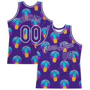 Purple Purple-White 3D Pattern Design Pineapples Authentic Personalized Basketball Jersey