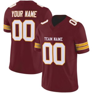 Burgundy White-Gold Authentic Personalized Football Jersey