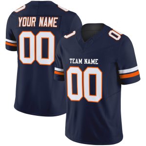 Navy White-Orange Authentic Personalized Football Jersey