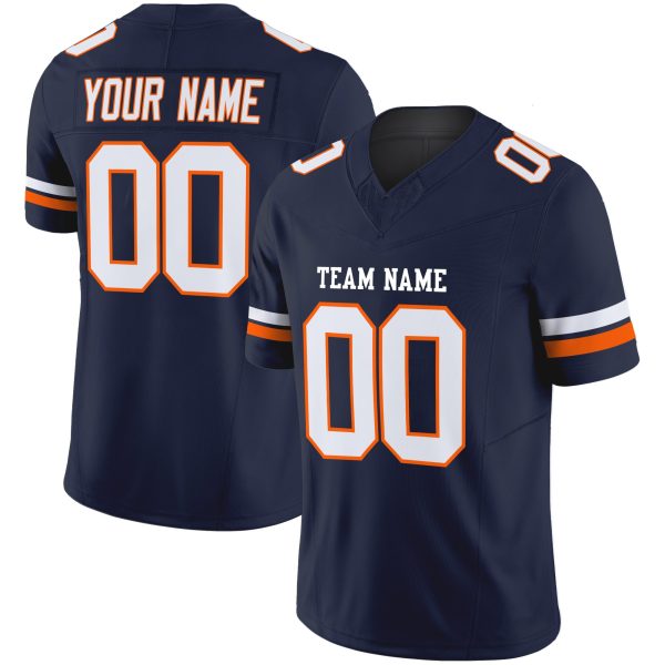 Navy White-Orange Authentic Personalized Football Jersey