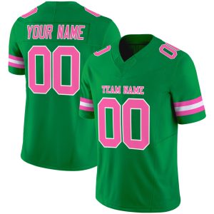Grass Green Pink-White Authentic Personalized Football Jersey