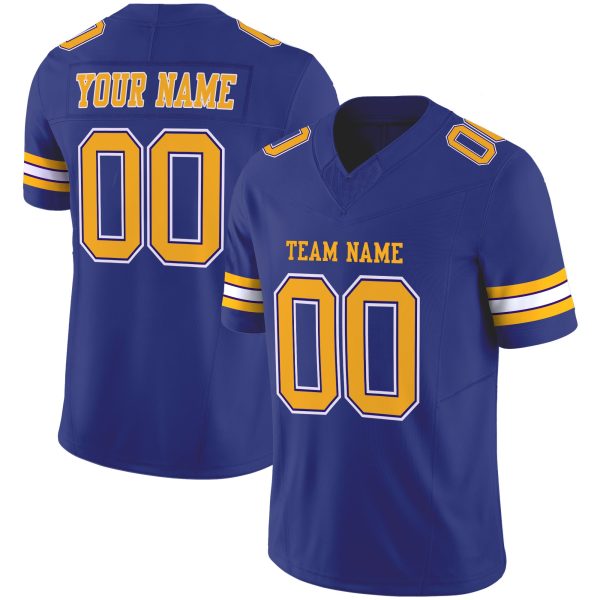 Royal Gold-White Authentic Personalized Football Jersey