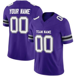 Purple White-Gray Authentic Personalized Football Jersey