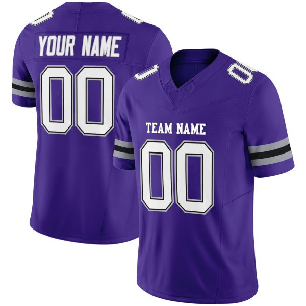 Purple White-Gray Authentic Personalized Football Jersey