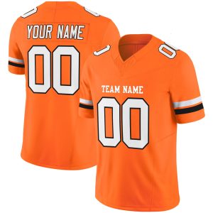 Orange White-Black Authentic Personalized Football Jersey