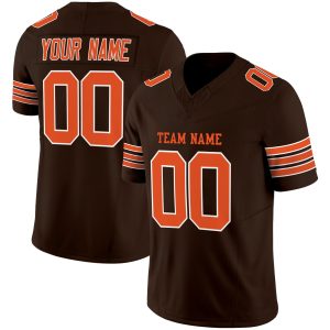 Brown Orange-White Authentic-Personalized Football Jersey