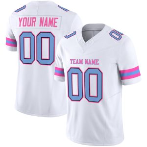 White Light Blue-Pink Authentic Personalized Football Jersey