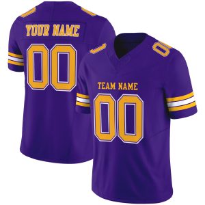 Purple Gold-White Authentic Personalized Football Jersey